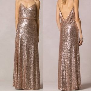 Dazzling Jenny Woo Jules Sequin Rose Gold Dress!